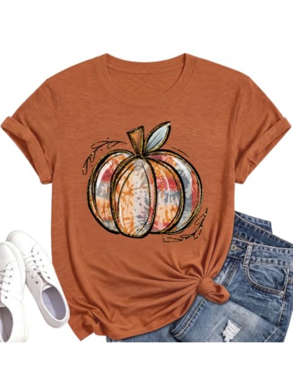 Pumpkin Graphic Tee Short Sleeve Crew Neck Casual Loose Fit Fall T-Shirt